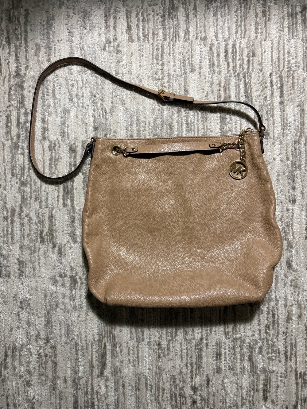 Michael Kors Tan Pebbled Leather Shoulder Hobo Bag